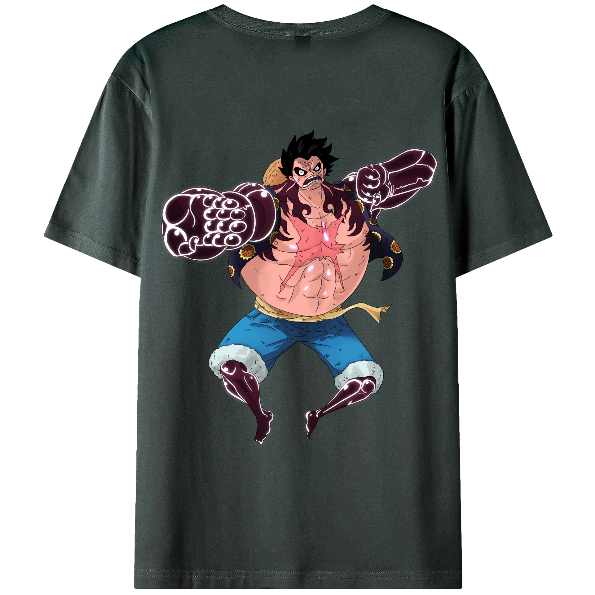 ワンピース モンキー・D・ルフィ ONE PIECE Monkey D. Luffy 綿100％ メンズ半袖Tシャツ（バックプリント） 通気性